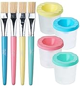 Mr. Pen- No Spill Paint Cups with Colored Lids, 4 pcs with 4 Paint Brushes, Paint Containers with...
