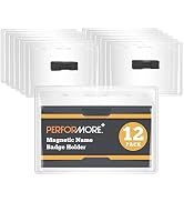 Performore 12 Pack of Magnetic Name Badge Holders, 4x3 Inch Horizontal Tag for Conventions, Exhib...