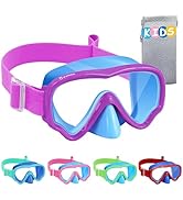 Vvinca Kids Swim Goggles with Nose Cover, Snorkel Diving Mask Fabric Strap Anti Fog Anti Shattere...
