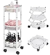 TOOLF 3-Tier Foldable Rolling Cart, Collapsible Metal Utility Cart with Wheels, No Assemble, Mult...