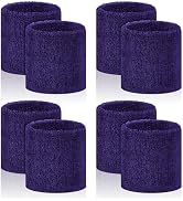 8 Pcs Sports Wrist Sweat Bands for Men &amp; Women, Absorbent Wrist Sweatbands Tennis Wristbands, Ela...