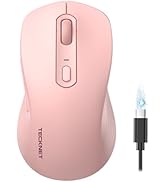 TECKNET Bluetooth Mouse, [ USB + BT1 + BT2 ] Rechargeable Mouse for Laptop, Silent Click, Full-Si...