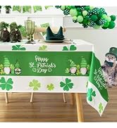 Karseteli Rectangle St. Patrick's Day Tablecloth, Shamrock and Gnome with Green Hat Table Cloth, ...