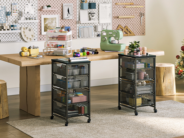 rolling storage cart with drawers