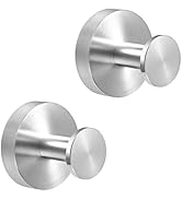 JAAWAN (2-Pack) Brushed Nickel Round Towel Hooks Wall Mounted, SUS304 Stainless Steel Bath Robe T...