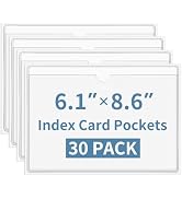 30 Pcs Clear Index Card Pockets, Self-Adhesive Label Pocket for Replaceable Labels with Top Openi...