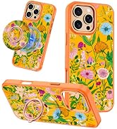 Meshine for iPhone 16 Pro Max Case,Compatible with MagSafe,360°Magnetic Ring Holder Rotation Stan...