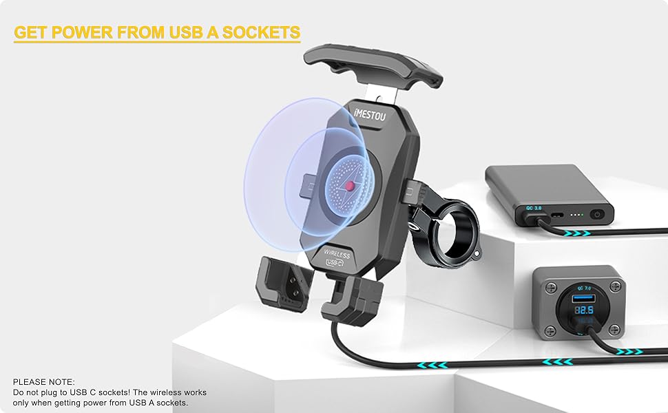 Motorcycle Wireless Charge Phone Holder