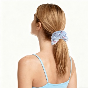 blue floral scrunchies