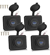 4PCS 12V/24V RV USB Outlet with Cap, Dual Type-C (USB C) &amp; USB-A Port Panel Mount Surface Automot...
