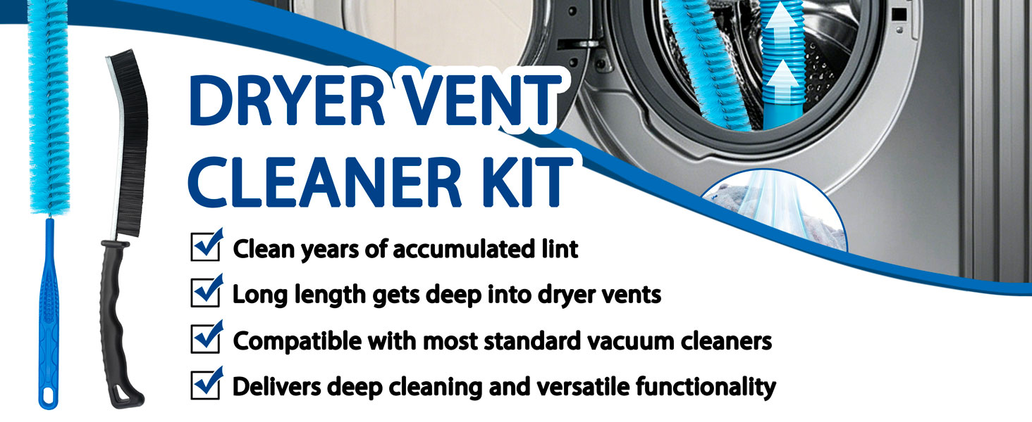 Universal Dryer Vent Cleaning Kit with Vacuum Hose Attachment