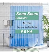 AmazerBath Shower Curtain Liner, 72x72 Transparent Blue Shower Curtain Liner, Lightweight Plastic...