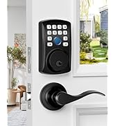 HIDALIFE Fingerprint Door Lock with 2 Door Lever Set, Keyless Entry Deadbolt with Handle Set, Fro...