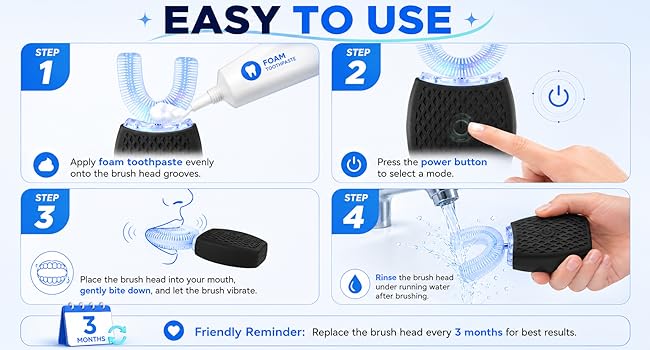 Ultrasonic Electric Toothbrush Adults U Shaped