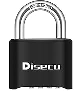Disecu 4 Digit Heavy Duty Combination Lock Outdoor Waterproof Padlock 1.3 Inch Shackle for Gate, ...