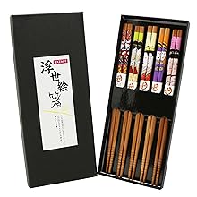Exzact Chopsticks Gift Set - 5 Pairs of Reusable Natural Bamboo Chopsticks