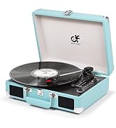 Record Player with Built-in 2 Speakers | Vintage 3-Speed Portable Bluetooth Suitcase Vinyl Player...