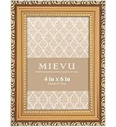 MIEVU 4×6 Picture Frame Gold - Picture Frames for Wall Hanging And Tabletop Display, Ornate Photo...
