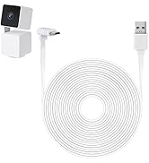 30FT Power Cable Compatible with WYZE Cam Pan V3, 90 Degree L-Shaped Flat Micro USB Extension Cab...