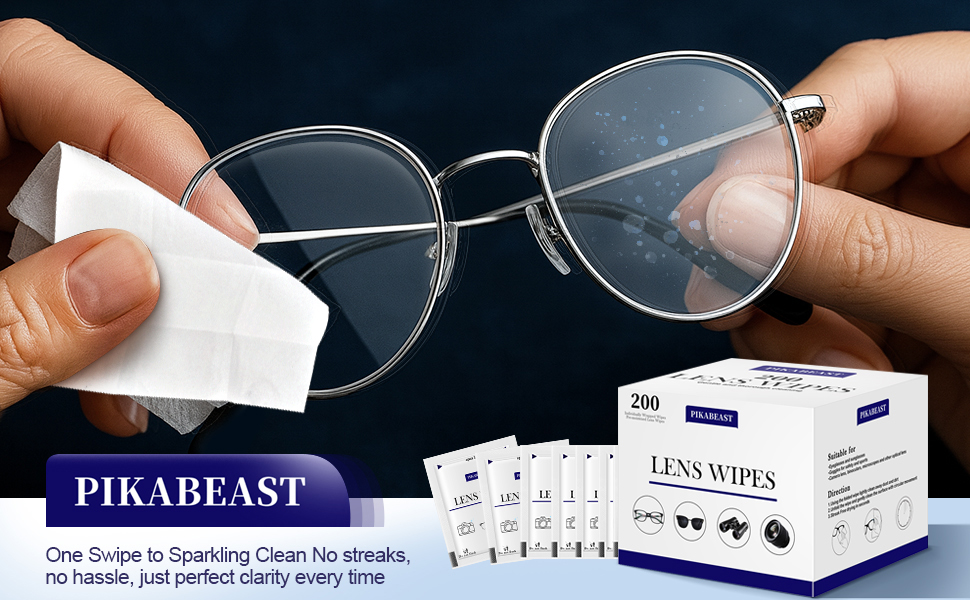 Pikabeast, The Lens wipes for eyeglasses, One Swipe to Sparkling Clean No streaks, no hassle