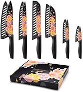 Marco Almond Knife Set Artistic Designed Pattern Kitchen Knife 6 Stainless Steel Kitchen Knives w...