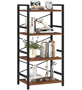 Yoobure 4 Tier Bookshelf - Small Book Shelf Industrial Bookcase, Narrow Book Case Book Storage Or...