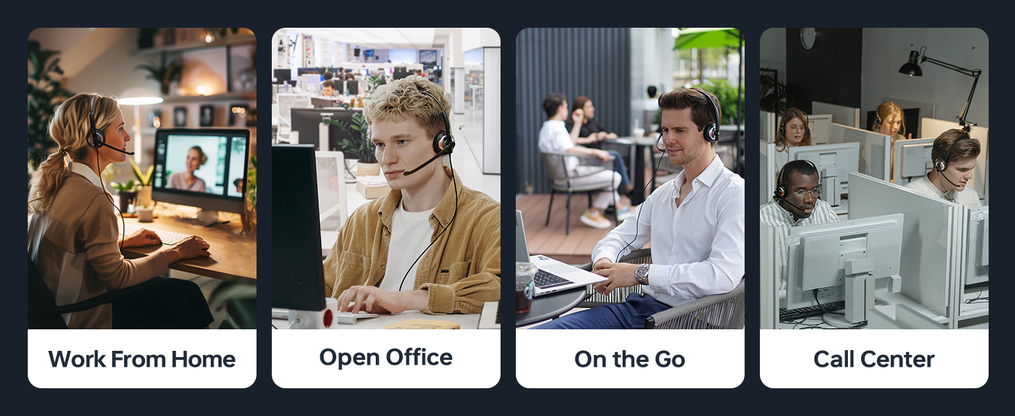 Computer Headset with Microphone for Home/Office/Call Center