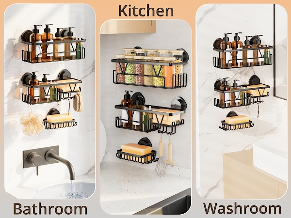 suction shower caddy and rack