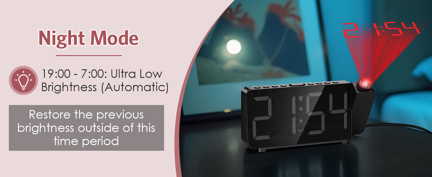 Projection Alarm Clock for Bedroom, Digital Alarm Clock