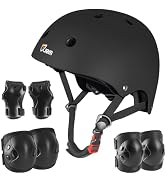 JBM Kids Bike Helmet with Kids Knee Pads and Elbow Pads Set - Adjustable Helmet for Kid Protectiv...