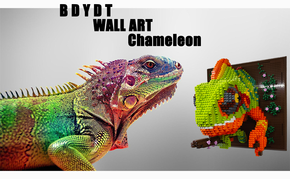 BDYDT Architecture Micro Mini Blocks animals Chameleon wall art Model Building Set micro blocks