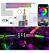 Acrylic Interior Car Lights, 10 in 1 Dreamcolor Ambient Lighting Kit with Wireless APP/Remote/But...