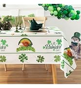 Karseteli Rectangle St. Patrick's Day Tablecloth, Watercolor Shamrock Table Cloth, Washable Holid...
