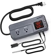 Inkbird Temperature and Humidity Controller ITC-608T Pre-Wired Dual Stage Thermostat 120VAC 15A 1...