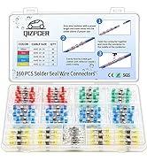 160 Pcs Solder Seal Wire Connectors Kit, Electrical Connectors Heat Shrink Wire Connectors Waterp...