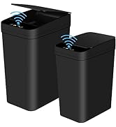 Anborry Bathroom Automatic Trash Can 2 Pack 2.2 Gal &amp; 4 Gal Touchless Motion Sensor Small Garbage...