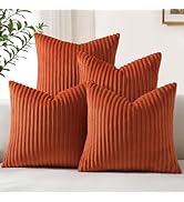 decorUhome Set of 4 Flannel Neutral Rust Autumn Throw Pillow Covers 18x18 Inch, Decorative Soft D...