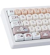 TYRIXKI PBT Keycaps 143 Keys Cute Keycaps Dye-Sublimation Kitty-cat Keycaps Set MOA Profile Custo...