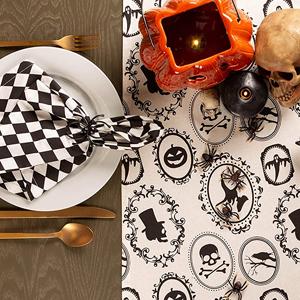 aothpher table runner,hallwen,halloween skeleton print,hallowwen table cloths,halloween skeleton