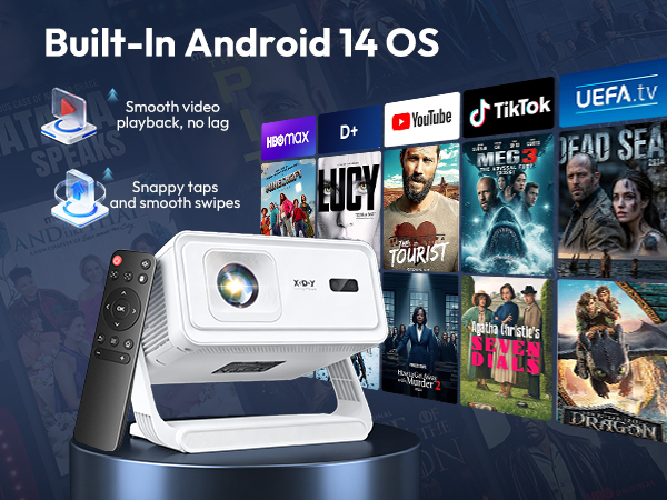 Smart Projector Auto Focus Portable Projector with WiFi 6 and Bluetooth XGODY Gimbal A1