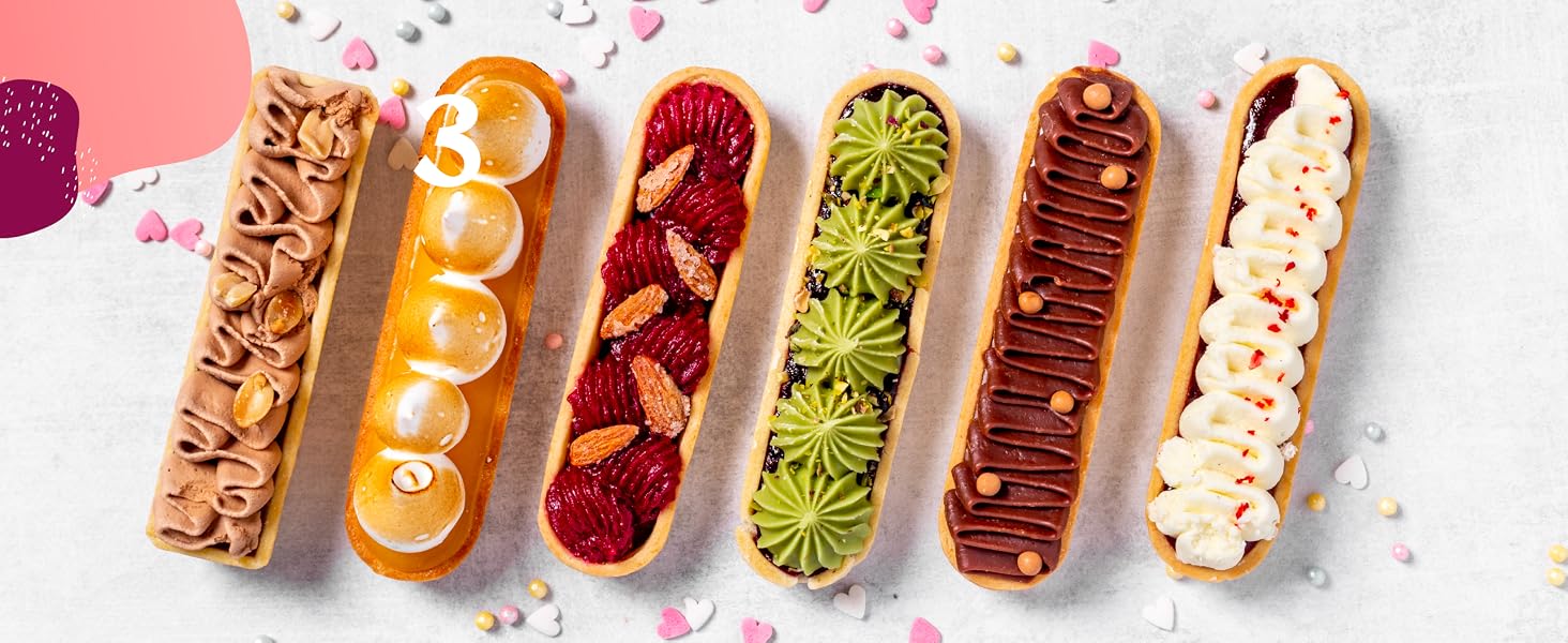 eclairs decorating cake nozzles piping tips pastry bag dessert