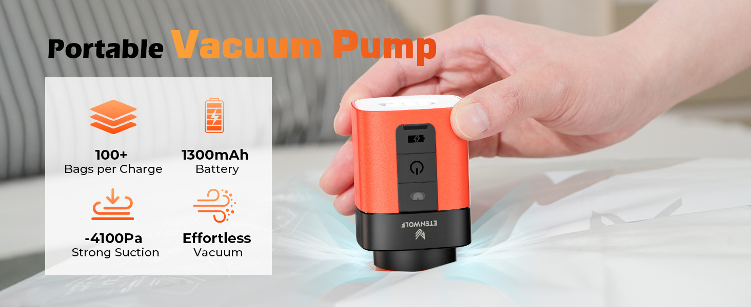 Mini Cordless Electric Pump built-in 1300mAh battery up to 100 compressions per charge