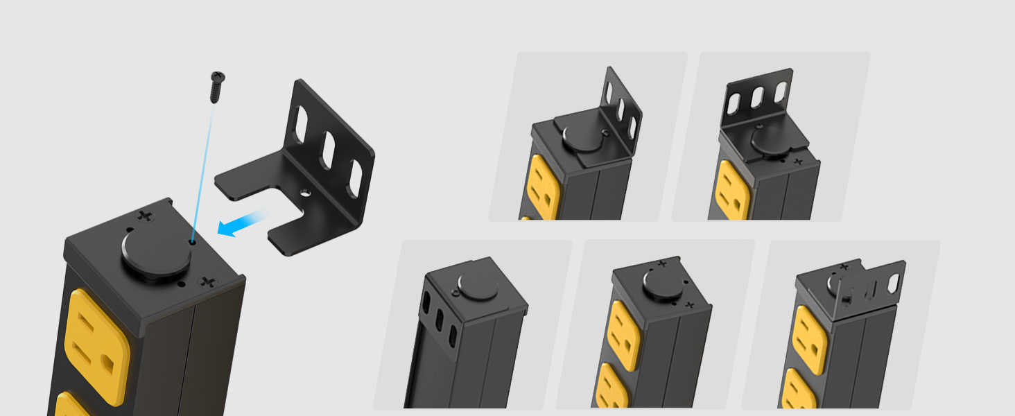 mountable metal power strip for office under-desk wall garage desktop