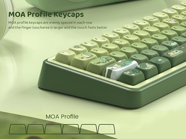 Green Frog Keycap Set, PBT Custom Keycaps 60% 75% 100%,dye Sublimation Keyboard Key caps,MOA Profile