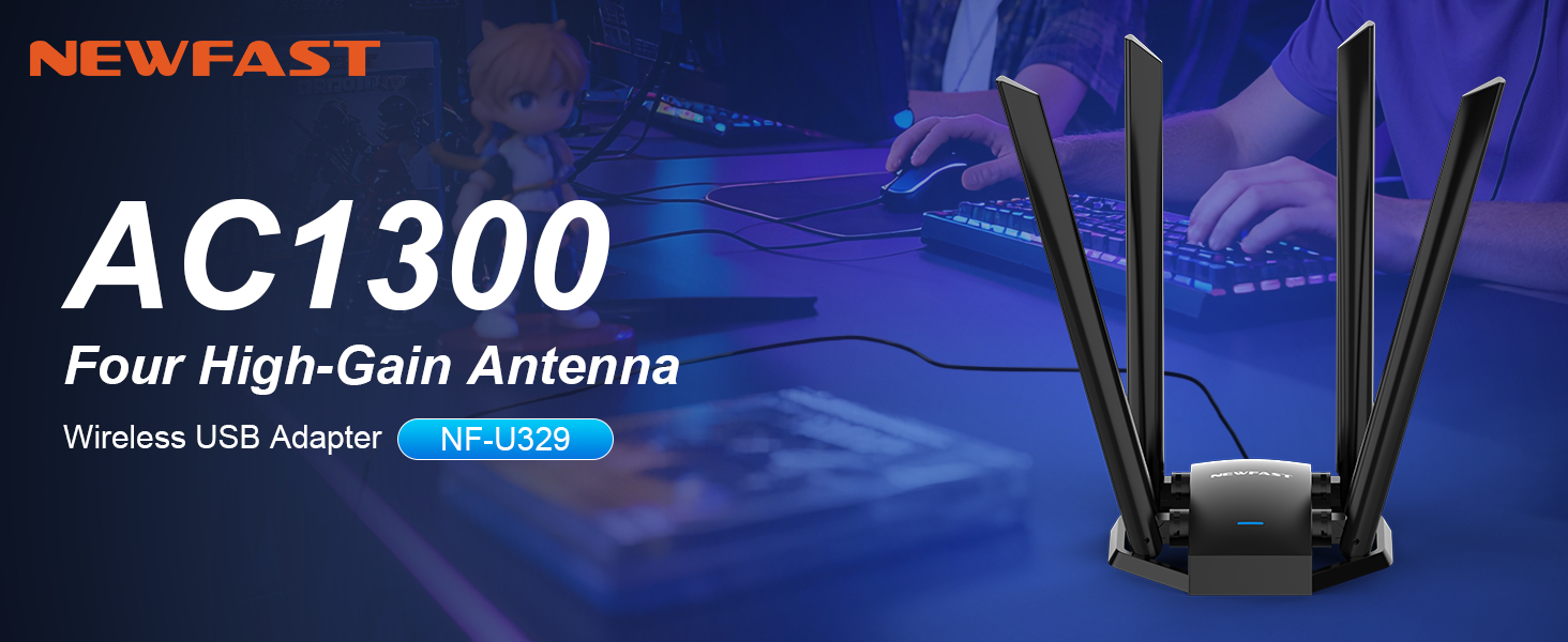 AC1300 USB WiFi Adapter For Desktop PC