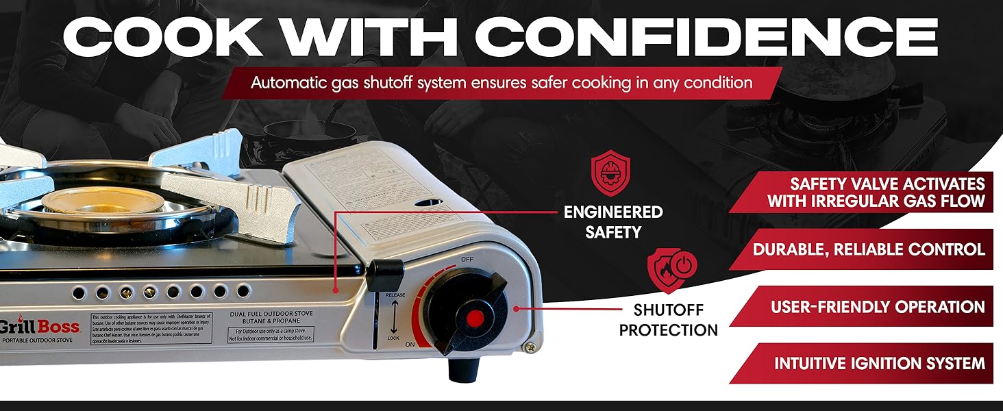 Grill Boss Dual Fuel Portable Stove, Dual Fuel Butane &amp;amp; Propane Stoves