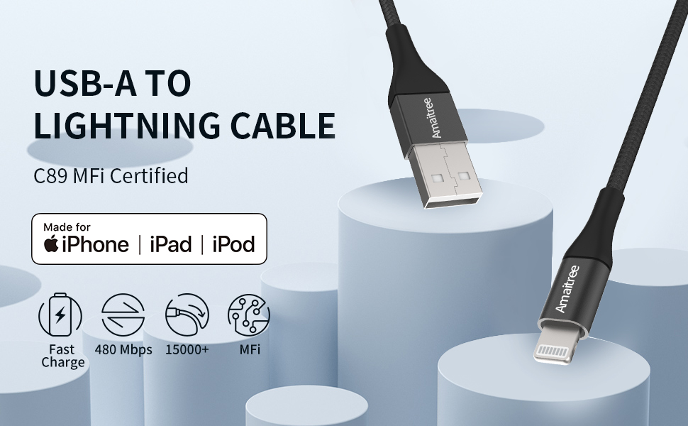 mfi certied fast charing cable usb to lightning cable for iphone nylon lightning cable