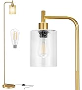 Ziisee Floor Lamps for Living Room - Standing Lamp with Seeded Glass Shade, Modern Gold Floor Lam...