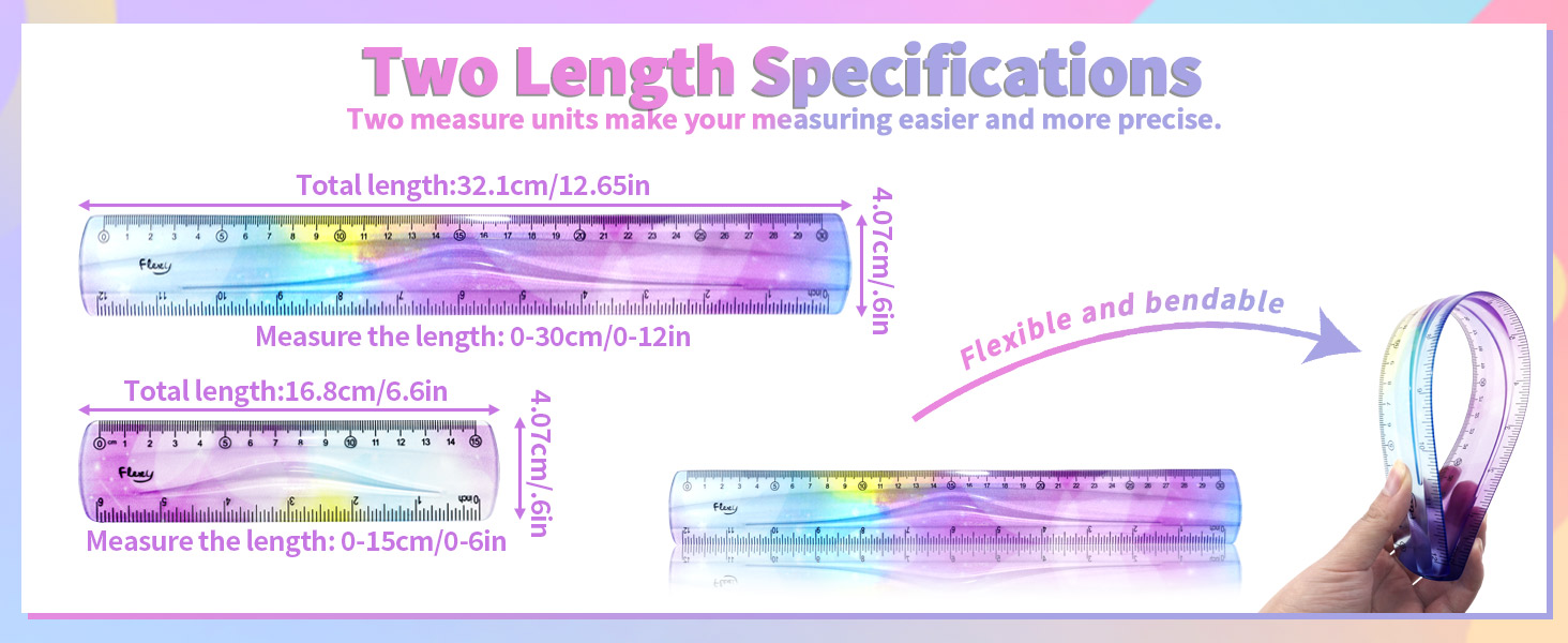 Flexible Ruler, Bendable Plastic Ruler