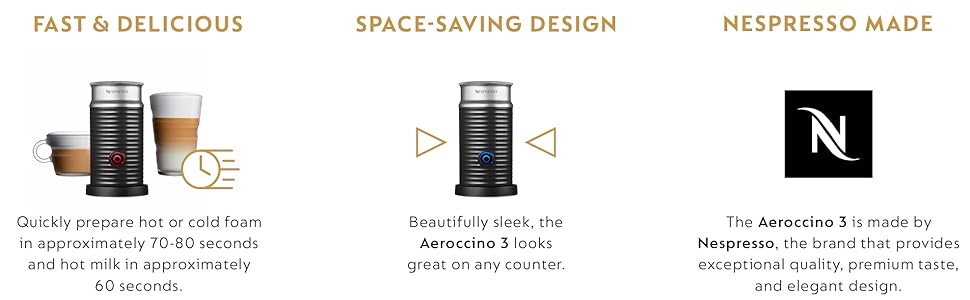 Nespresso Aero3 Frother Milk Coffee Espresso Aeroccino Latte Cappuccino Vertuo Nespresso Original